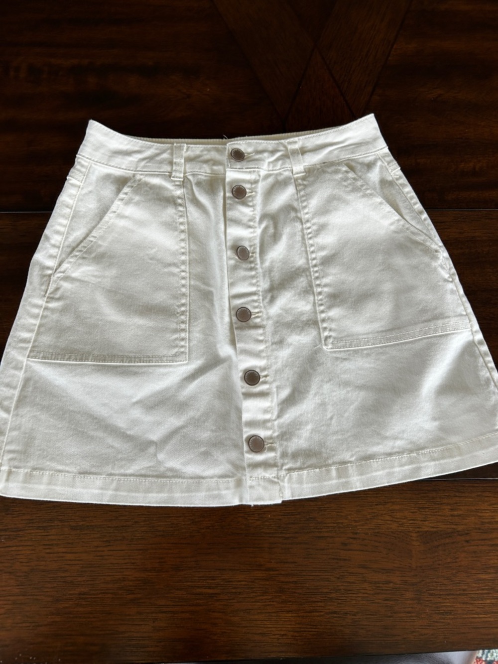 Copper Key White Button-Front Mini Skirt